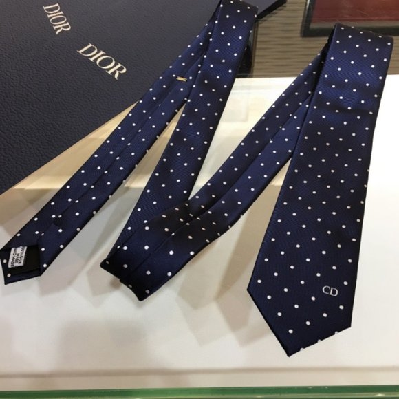 🚢🚢Dior Men's CD Embroidered Blue True Silk Tie - Picture 3 of 6